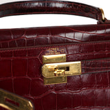 Vintage Hermes Kelly Sellier 28 Rouge H Alligator Gold Hardware