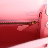 Hermes Special Order (HSS) Kelly Sellier 25 Rose Confetti and Rose Lipstick Chevre Brushed Gold Hardware