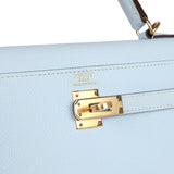 Hermes Kelly Sellier 25 Bleu Brume Epsom Gold Hardware