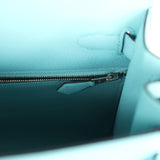 Hermes Kelly Sellier 28 Bleu Atoll Epsom Palladium Hardware