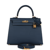 Hermes Kelly Sellier 25 Bleu De Prusse Epsom Gold Hardware