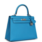 Hermes Kelly Sellier 25 Bleu Zanzibar Chevre Palladium Hardware