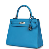 Hermes Kelly Sellier 25 Bleu Zanzibar Chevre Palladium Hardware