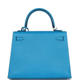 Hermes Kelly Sellier 25 Bleu Zanzibar Chevre Palladium Hardware