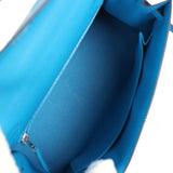 Hermes Kelly Sellier 25 Bleu Zanzibar Chevre Palladium Hardware