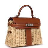 Pre-owned Hermes Mini Picnic Kelly 20 Fauve Barenia Palladium Hardware