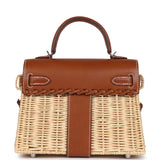 Pre-owned Hermes Mini Picnic Kelly 20 Fauve Barenia Palladium Hardware