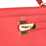 Pre-owned Hermes Kelly Retourne 28 Rose Jaipur Clemence Gold Hardware