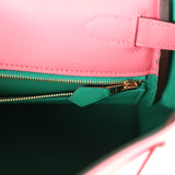 Hermes Special Order (HSS) Kelly Retourne 28 Rose Azalee and Vert Vertigo Swift Gold Hardware