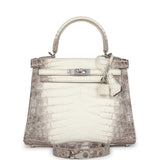 Hermes Kelly Retourne 25 Himalaya Niloticus Crocodile Palladium Hardware