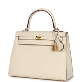 Pre-owned Hermes Kelly Sellier 25 Nata Epsom Gold Hardware