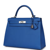 Hermes Kelly Sellier 32 Bleu France Epsom Palladium Hardware