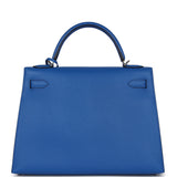 Hermes Kelly Sellier 32 Bleu France Epsom Palladium Hardware