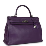 Pre-owned Hermes Kelly Retourne 35 Ultraviolet Clemence Palladium Hardware