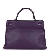 Pre-owned Hermes Kelly Retourne 35 Ultraviolet Clemence Palladium Hardware