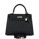 Hermes Kelly Sellier 25 Black Epsom Palladium Hardware