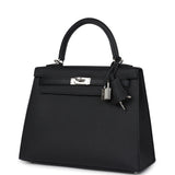 Hermes Kelly Sellier 25 Black Epsom Palladium Hardware