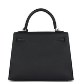 Hermes Kelly Sellier 25 Black Epsom Palladium Hardware