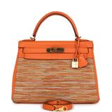 Pre-owned Hermes Kelly Retourne 28 Vibrato Orange Evercalf Gold Hardware