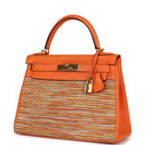 Pre-owned Hermes Kelly Retourne 28 Vibrato Orange Evercalf Gold Hardware