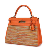 Pre-owned Hermes Kelly Retourne 28 Vibrato Orange EvercalfGold Hardware