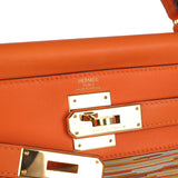 Pre-owned Hermes Kelly Retourne 28 Vibrato Orange Evercalf Gold Hardware