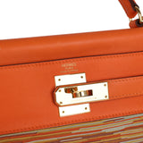 Pre-owned Hermes Kelly Retourne 28 Vibrato Orange EvercalfGold Hardware