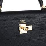 Hermes Kelly Sellier 25 Black Epsom Gold Hardware