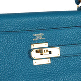 Pre-owned Hermes Kelly Retourne 35 Cobalt Clemence Gold Hardware