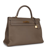 Pre-owned Hermes Kelly Retourne 35 Etoupe Togo Gold Hardware