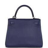 Pre-owned Hermes Kelly Retourne 28 Bleu Encre Verso Evercolor Palladium Hardware