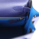 Pre-owned Hermes Kelly Retourne 28 Bleu Encre Verso Evercolor Palladium Hardware