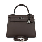 Pre-owned Hermes Kelly Sellier 25 Ecorce Epsom Palladium Hardware