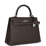 Pre-owned Hermes Kelly Sellier 25 Ecorce Epsom Palladium Hardware