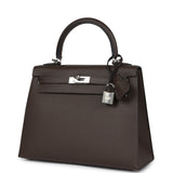 Pre-owned Hermes Kelly Sellier 25 Ecorce Epsom Palladium Hardware