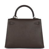 Pre-owned Hermes Kelly Sellier 25 Ecorce Epsom Palladium Hardware