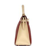 Pre-owned Hermes Special Order (HSS) Kelly Sellier 32 Brique and Parchemin Epsom Gold Hardware