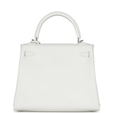 Hermes Kelly Retourne 25 New White Swift Palladium Hardware