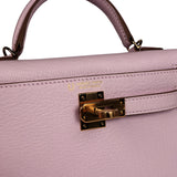 Hermes Special Order (HSS) Kelly Sellier 20 Mauve Pale Verso Chevre Mysore Permabrass Hardware