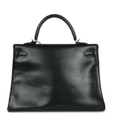 Pre-owned Hermes Kelly Retourne 35 Vert Fonce Box Palladium Hardware