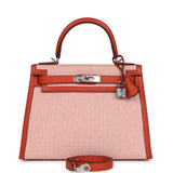 Hermes Quadrille Kelly Sellier 28 Brique Toile and Terre Battue Swift Palladium Hardware