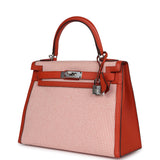 Hermes Quadrille Kelly Sellier 28 Brique Toile and Terre Battue Swift Palladium Hardware