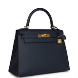 Hermes Kelly Sellier 28 Bleu Indigo Epsom Gold Hardware