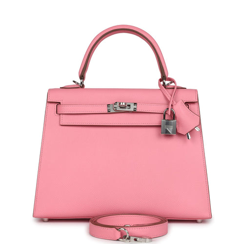 Hermes Kelly Sellier 25 Rose Confetti Epsom Palladium Hardware