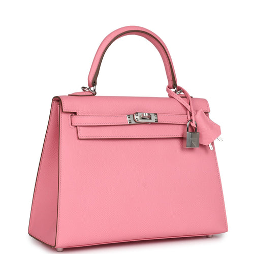 Hermes Kelly Sellier 25 Rose Confetti Epsom Palladium Hardware