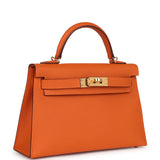 Hermes Kelly Sellier 20 Orange Epsom Gold Hardware