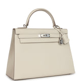 Hermes Kelly Sellier 32 Craie Epsom Palladium Hardware