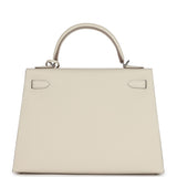 Hermes Kelly Sellier 32 Craie Epsom Palladium Hardware