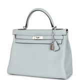 Hermes Kelly Retourne 32 Bleu Pale Clemence Palladium Hardware