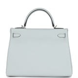 Hermes Kelly Retourne 32 Bleu Pale Clemence Palladium Hardware